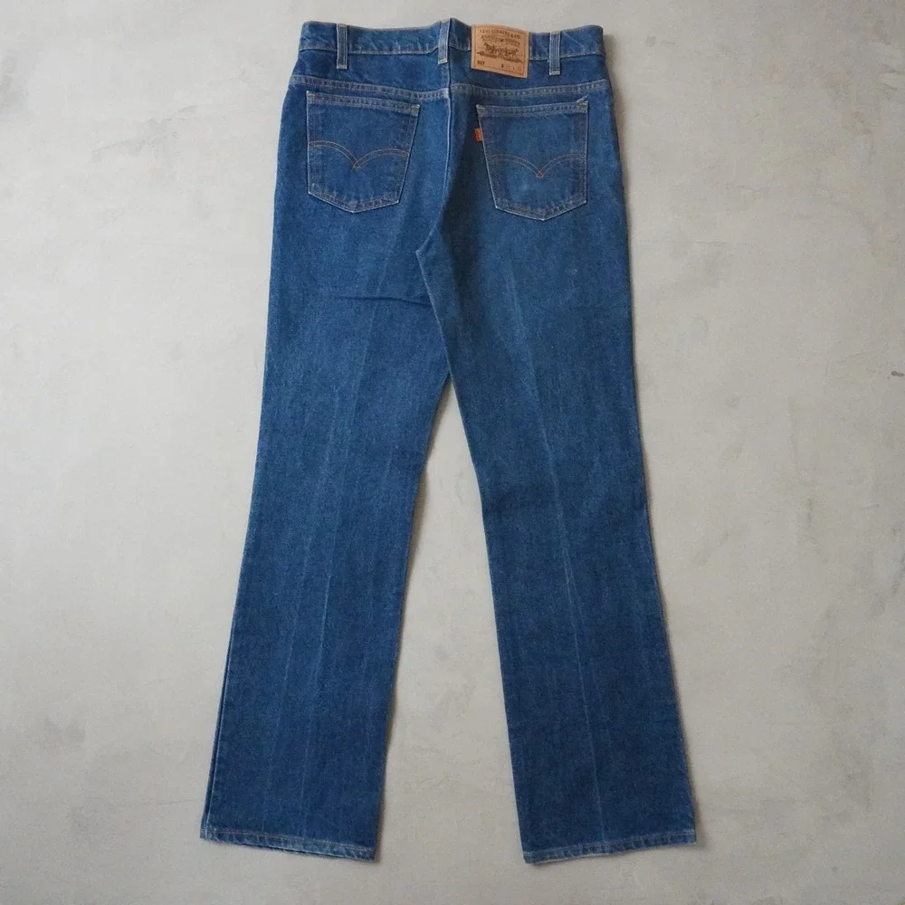 Vintage Levis 517 Jeans 35x32 Mens Blue Orange Tab Bootcut USA Made Dark